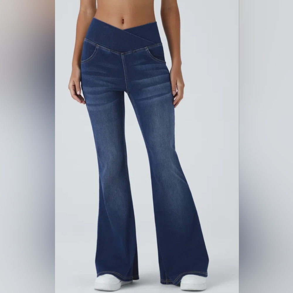 HALARA Women's Flare Jeans - Dark Blue